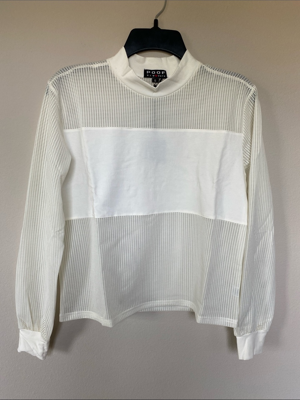 Poof New York Off-White Sheer Mesh Long Sleeved Top